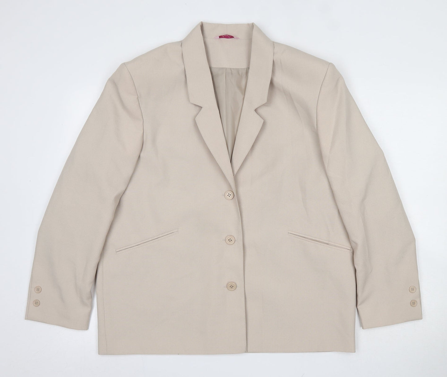 Amalina Womens Beige  100% Polyester Jacket Suit Jacket Size 16