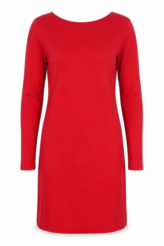Missguided Womens Red  Cotton Skater Dress  Size 10  Round Neck Zip