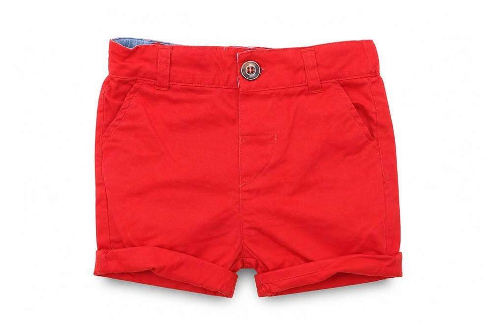 Primark Boys Red  Cotton Cropped Trousers Size 18-24 Months  Button