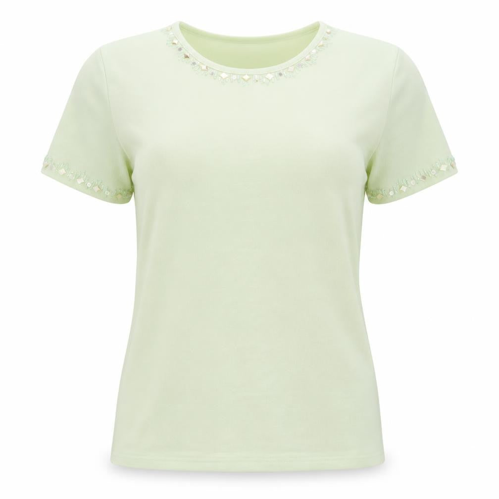 Casadella Womens Green  Polyester Basic T-Shirt One Size Crew Neck