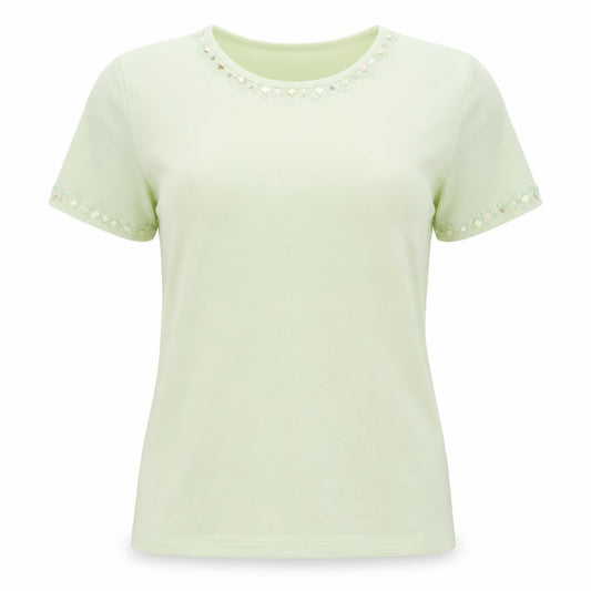 Casadella Womens Green  Polyester Basic T-Shirt One Size Crew Neck