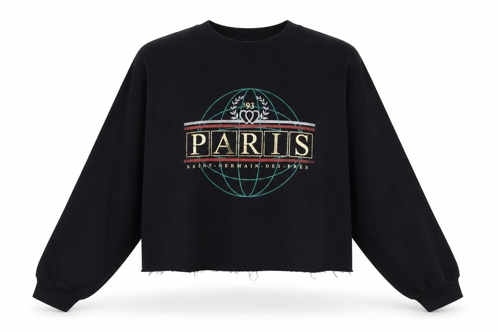 River Island Womens Black  Cotton Pullover Sweatshirt Size S  Pullover - Cropped
