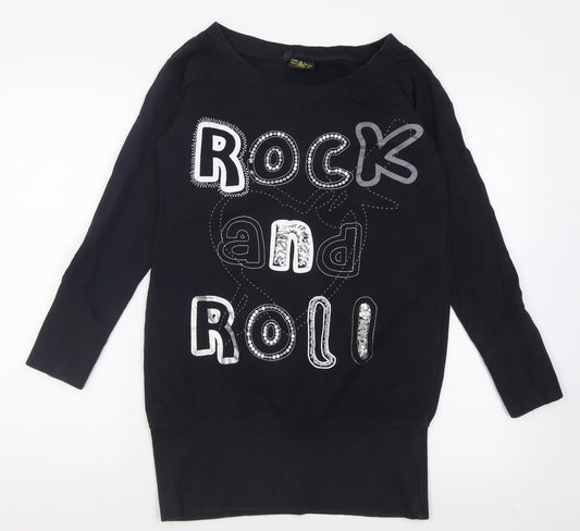 silver dagger Womens Black  Cotton Tunic Sweatshirt Size 8  Pullover