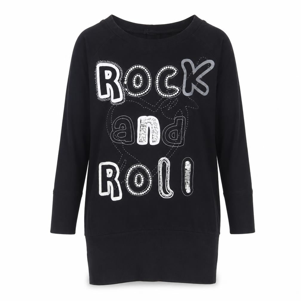 silver dagger Womens Black  Cotton Tunic Sweatshirt Size 8  Pullover
