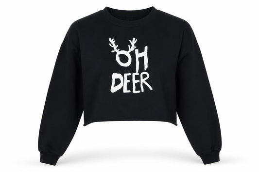PRETTYLITTLETHING Womens Black  Polyester Pullover Sweatshirt Size 10  Pullover - Cropped christmas