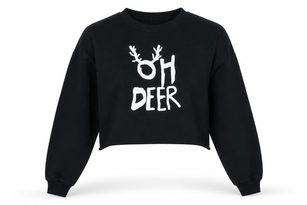 PRETTYLITTLETHING Womens Black  Polyester Pullover Sweatshirt Size 10  Pullover - Cropped christmas