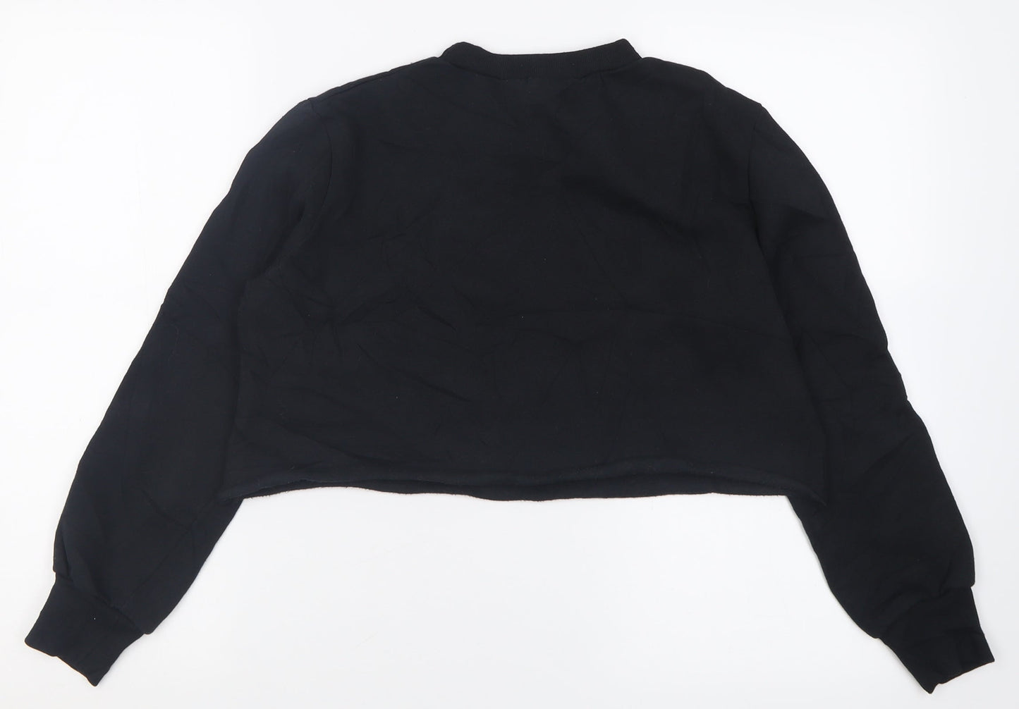 PRETTYLITTLETHING Womens Black  Polyester Pullover Sweatshirt Size 10  Pullover - Cropped christmas