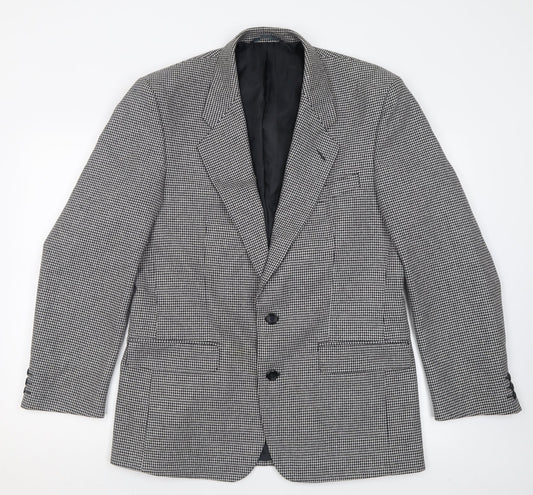 Scott International Mens White Plaid Polyester Jacket Suit Jacket Size 40
