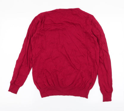 Isle Womens Red Round Neck  Nylon Pullover Jumper Size M