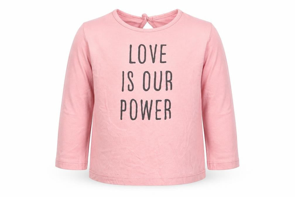 H&M Girls Pink  100% Cotton Jersey T-Shirt Size 6-9 Months Round Neck Button - Love is our power