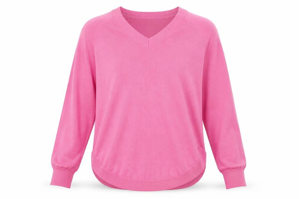 Gallery Womens Pink V-Neck  Acrylic Pullover Jumper Size S