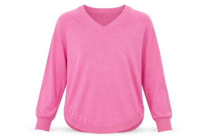 Gallery Womens Pink V-Neck  Acrylic Pullover Jumper Size S
