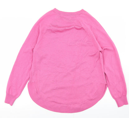 Gallery Womens Pink V-Neck  Acrylic Pullover Jumper Size S