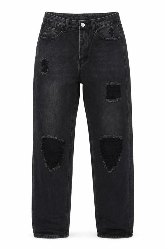 SheIn Womens Black  Cotton Mom Jeans Size S L30 in Regular Zip