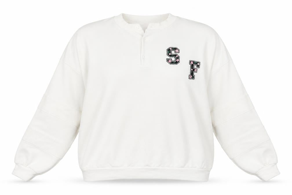 Suffle Womens White  Polyester Pullover Sweatshirt Size L  Pullover