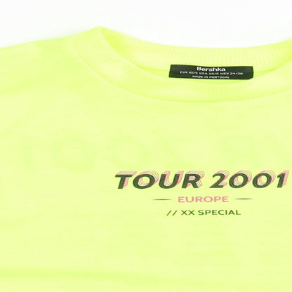 Bershka Womens Yellow  Polyester Pullover Sweatshirt Size S  Pullover - Cropped