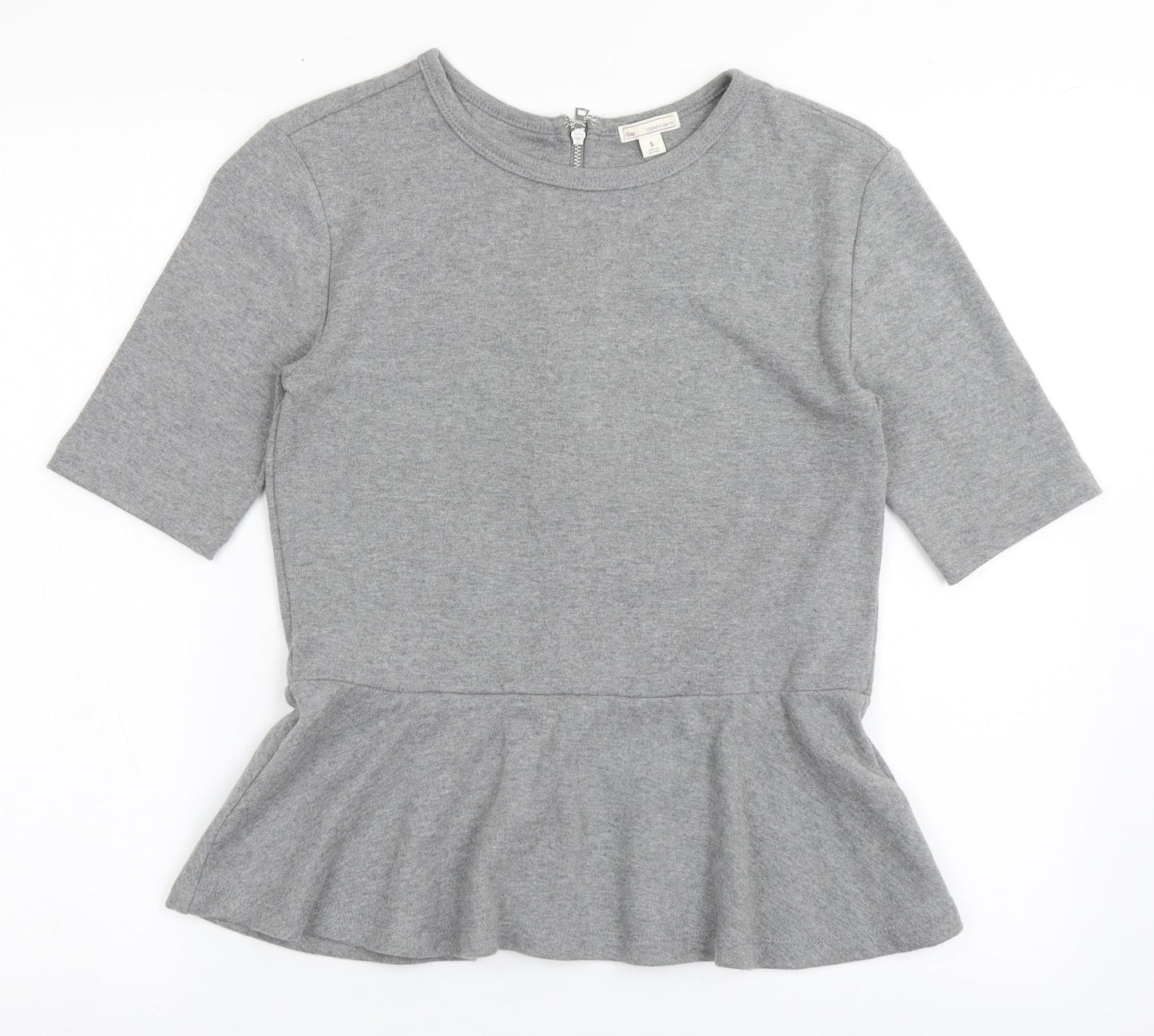 Gap Womens Grey  Polyester Basic T-Shirt Size S Round Neck