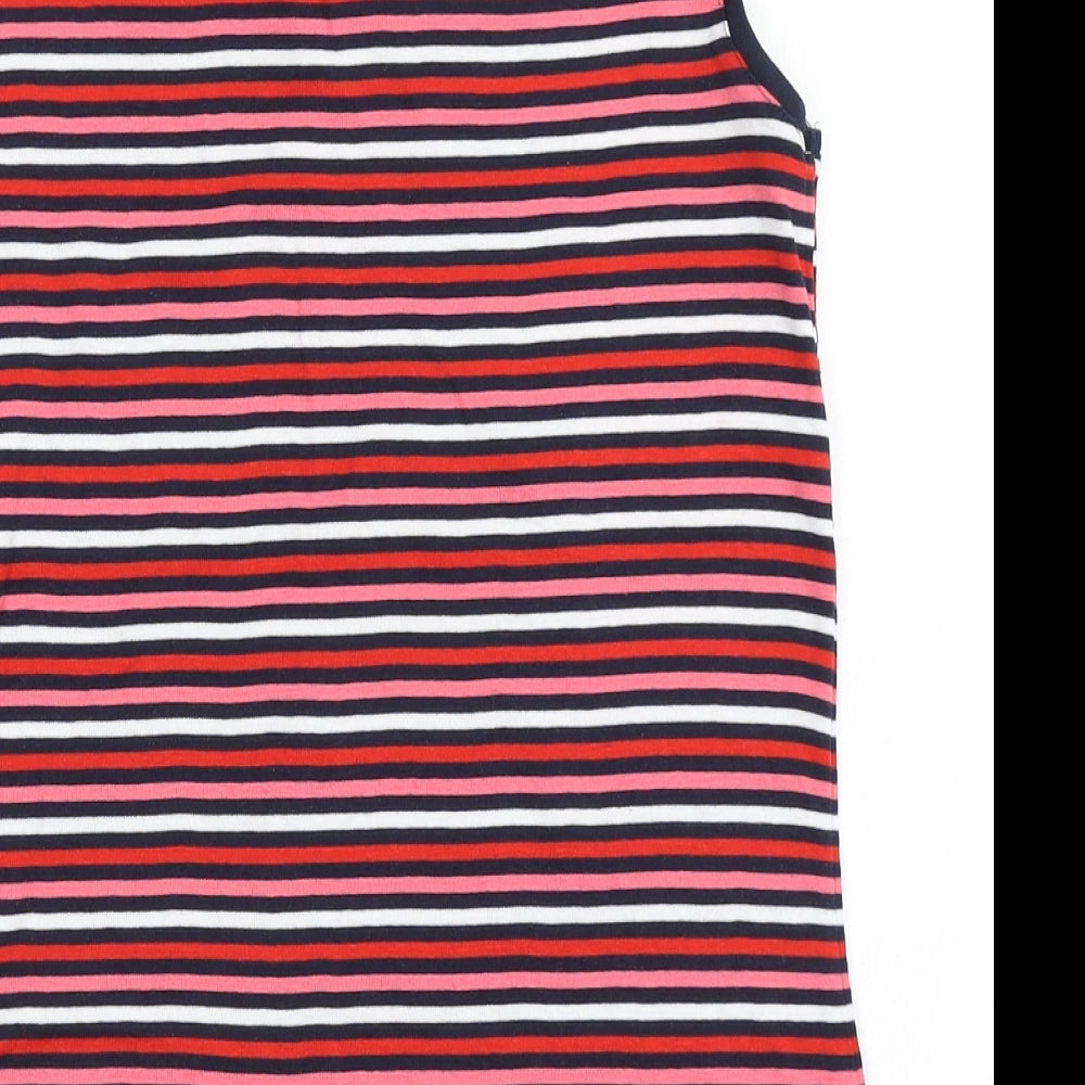 Marks and Spencer Womens Multicoloured Striped 100% Cotton Basic T-Shirt Size 14 Round Neck