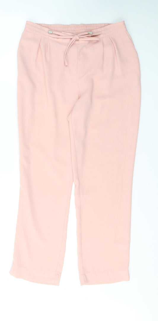 Damart Womens Pink  Polyester Trousers  Size 12 L27 in Regular Tie