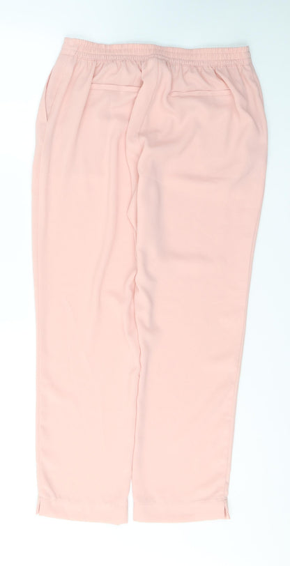Preloved Damart Womens Pink  Polyester Trousers  Size 12 L27 in Regular Tie - Back