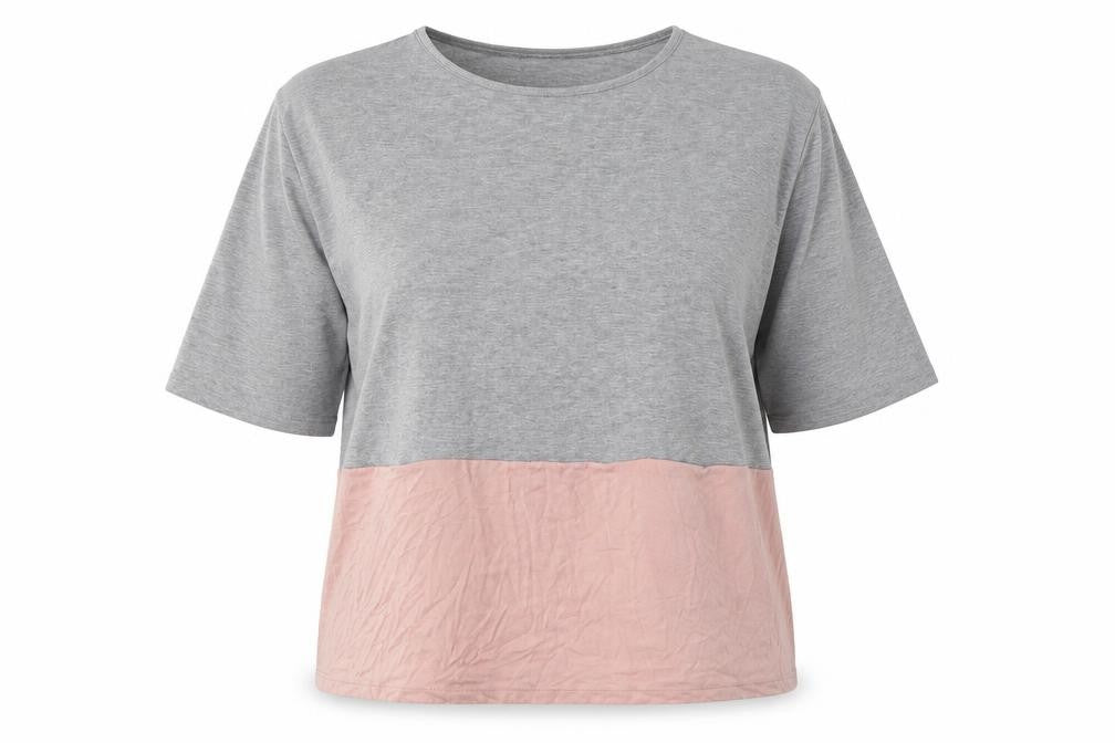 Gallery Womens Grey Colourblock Polyester  Blouse Size M Round Neck