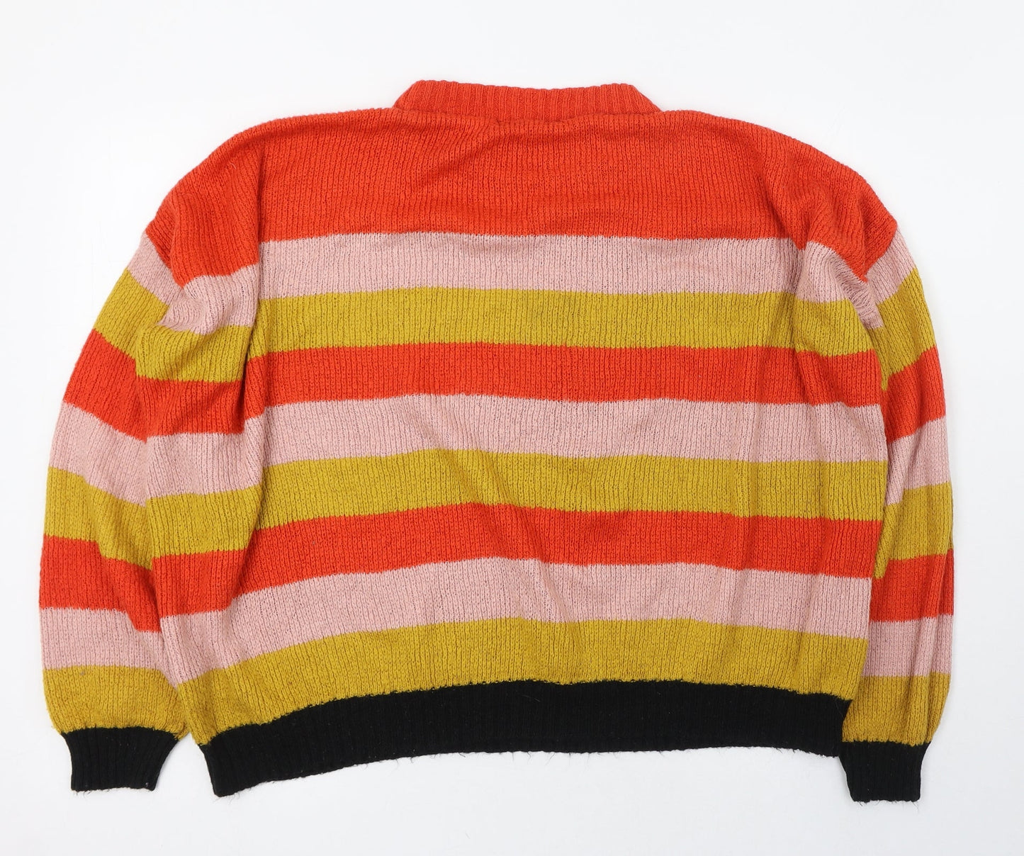Missguided Womens Multicoloured Round Neck Striped Acrylic Pullover Jumper Size 8
