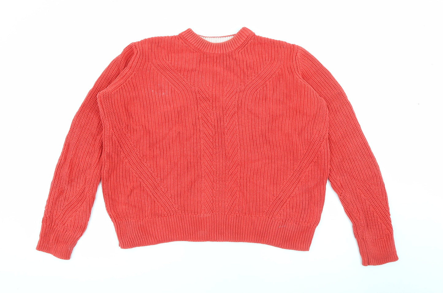 Marks and Spencer Womens Red Crew Neck  Cotton Pullover Jumper Size M
