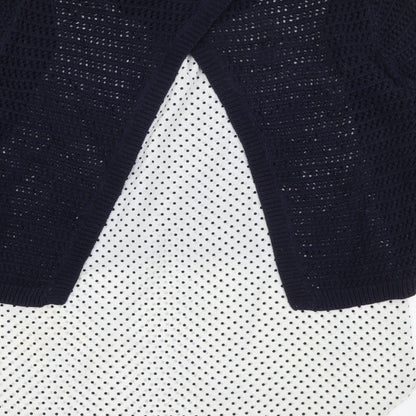 Tu Womens Blue Crew Neck Polka Dot Cotton Pullover Jumper Size 10