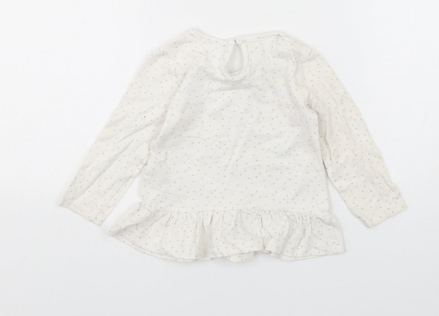 So Cute Girls White Polka Dot Cotton Basic T-Shirt Size 12-18 Months Round Neck Pullover - Christmas