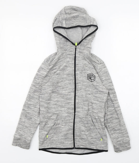 f7f Boys Grey  Cotton Full Zip Hoodie Size 9-10 Years  Zip