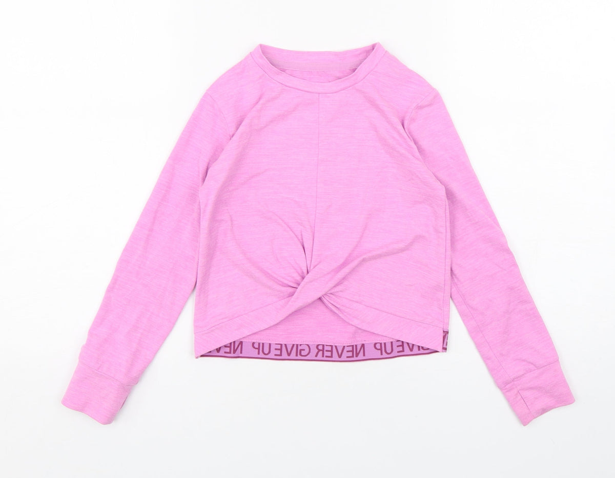 Dunnes Stores Girls Purple  Polyester Basic T-Shirt Size 6-7 Years Round Neck Pullover