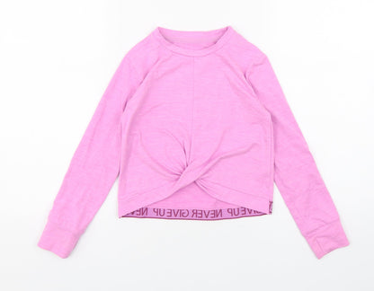 Dunnes Girls Purple  Polyester Basic T-Shirt Size 6-7 Years Round Neck Pullover