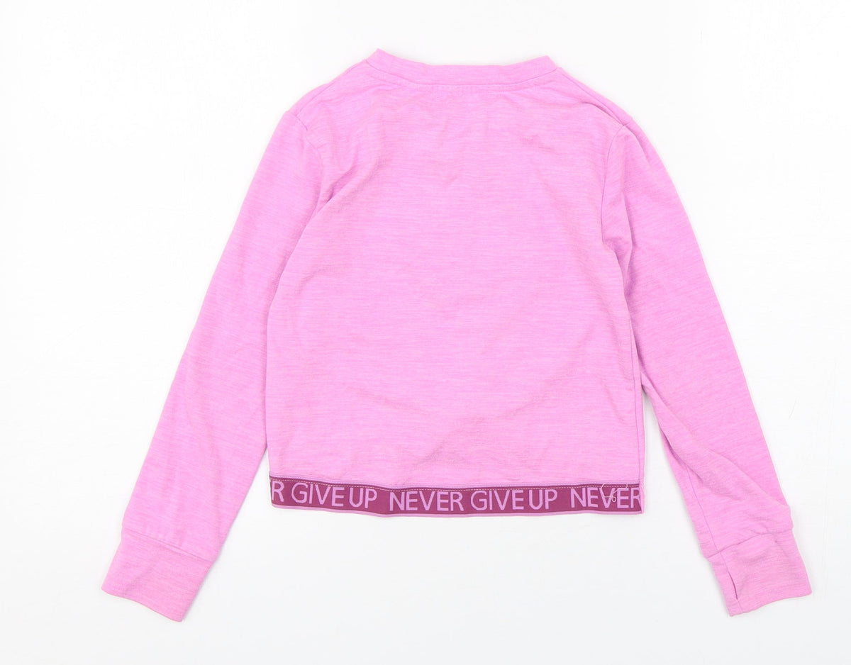 Dunnes Stores Girls Purple  Polyester Basic T-Shirt Size 6-7 Years Round Neck Pullover