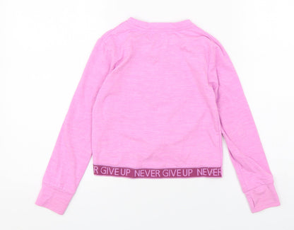 Dunnes Girls Purple  Polyester Basic T-Shirt Size 6-7 Years Round Neck Pullover