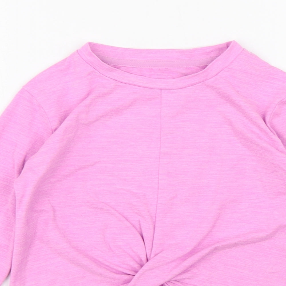 Dunnes Stores Girls Purple  Polyester Basic T-Shirt Size 6-7 Years Round Neck Pullover