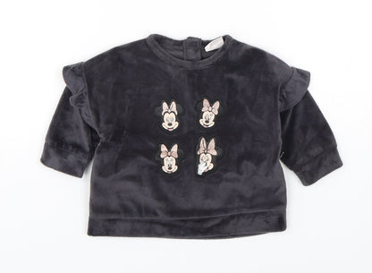 Disney Baby Girls Grey  Polyester Pullover Jumper Size 0-3 Months  Pullover - Minnie Mouse