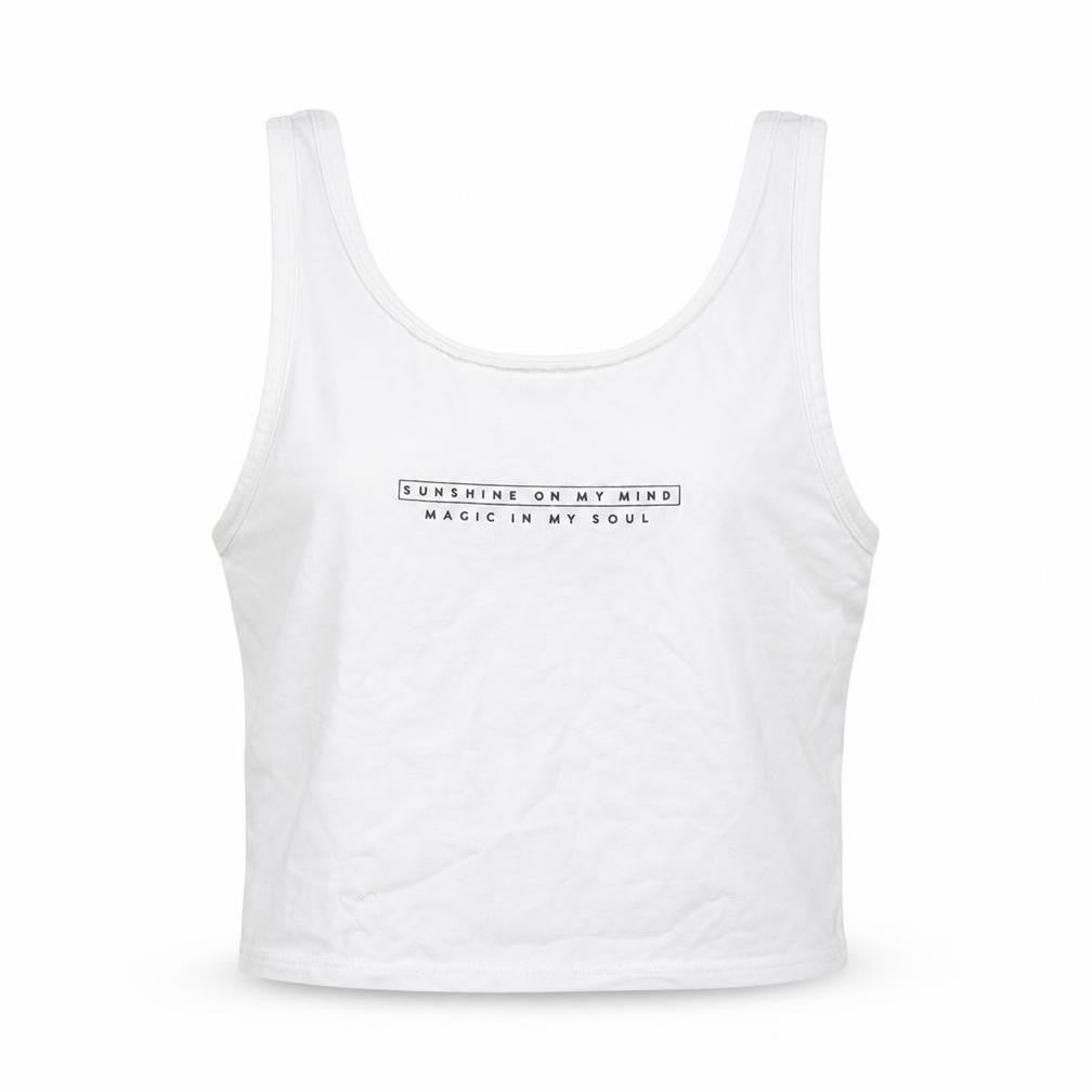 George Girls White  Cotton Cropped Tank Size 5-6 Years Round Neck Pullover