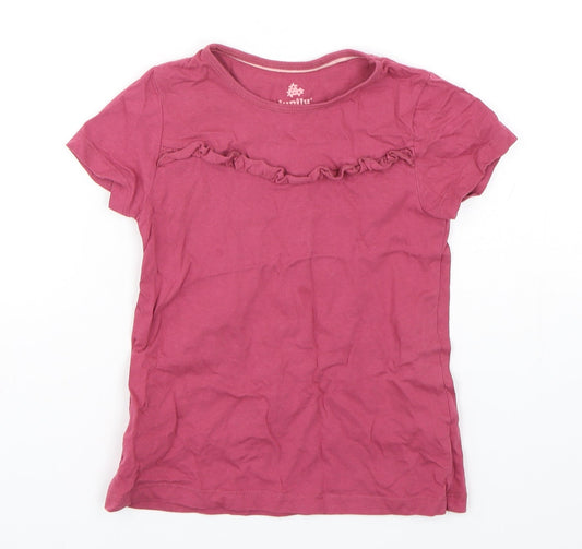 Lupilu Girls Purple  Cotton Basic T-Shirt Size 5-6 Years Round Neck Pullover