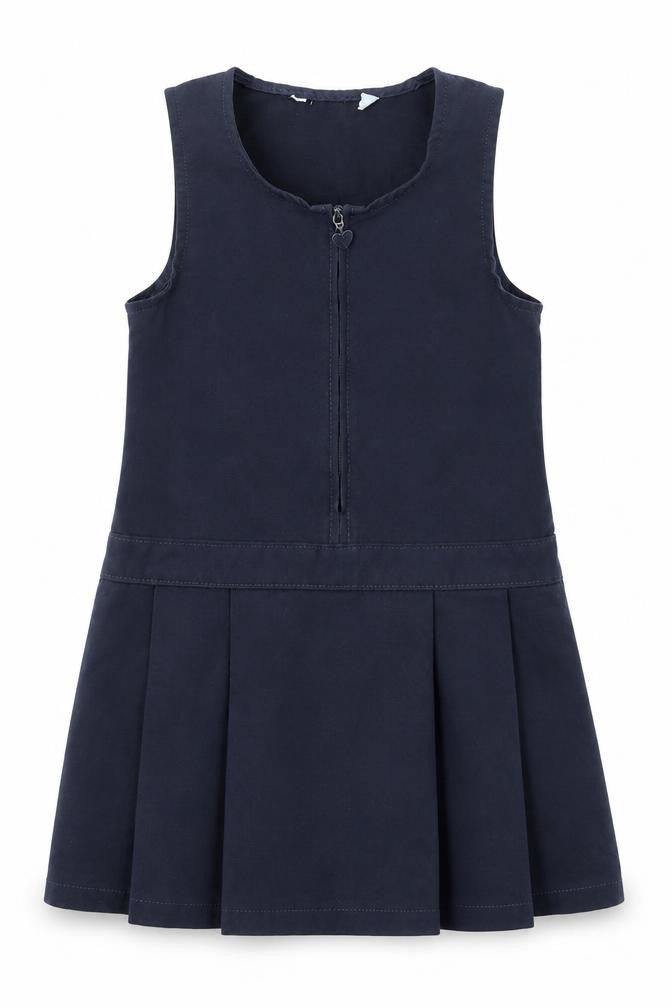 Marks & Spencer Girls Blue  Polyester Pinafore/Dungaree Dress  Size 3-4 Years  Scoop Neck Zip - School Wear