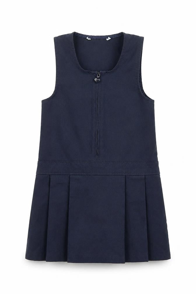 Marks & Spencer Girls Blue  Polyester Pinafore/Dungaree Dress  Size 2-3 Years  Scoop Neck Zip - School Wear