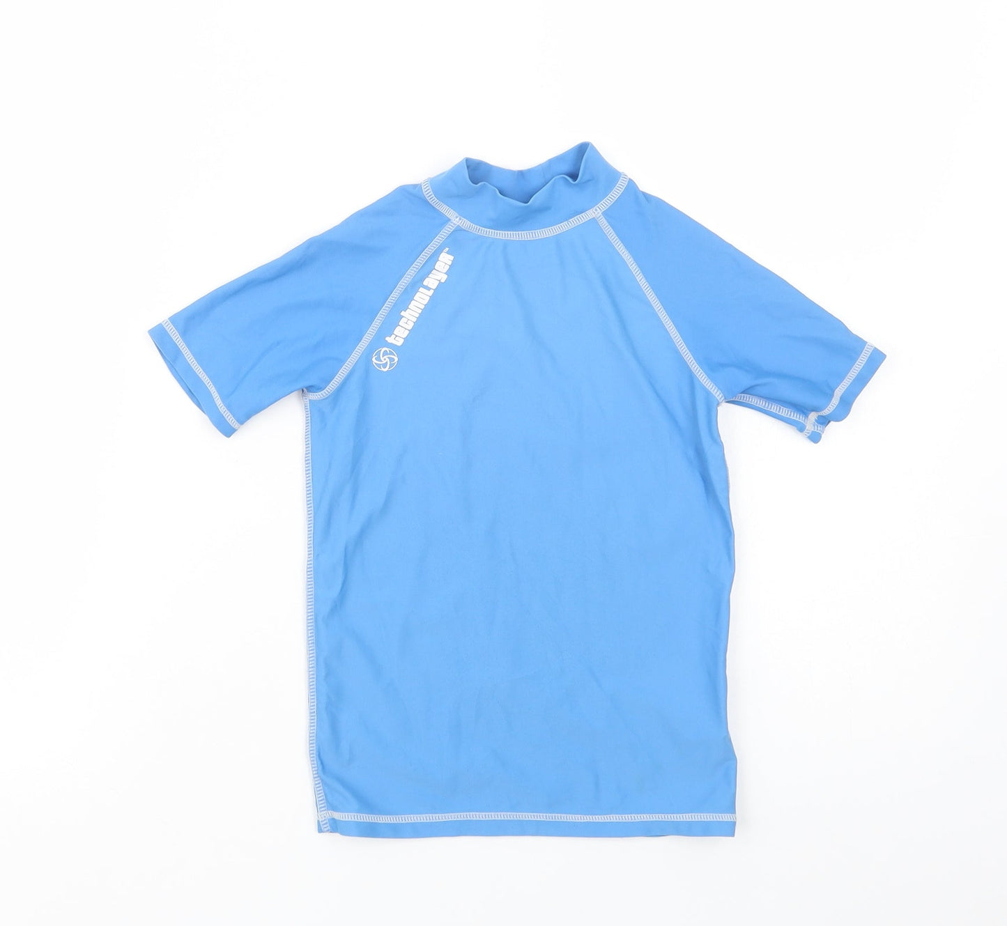 Technolayer Boys Blue  Nylon Pullover T-Shirt Size 5-6 Years Mock Neck Pullover
