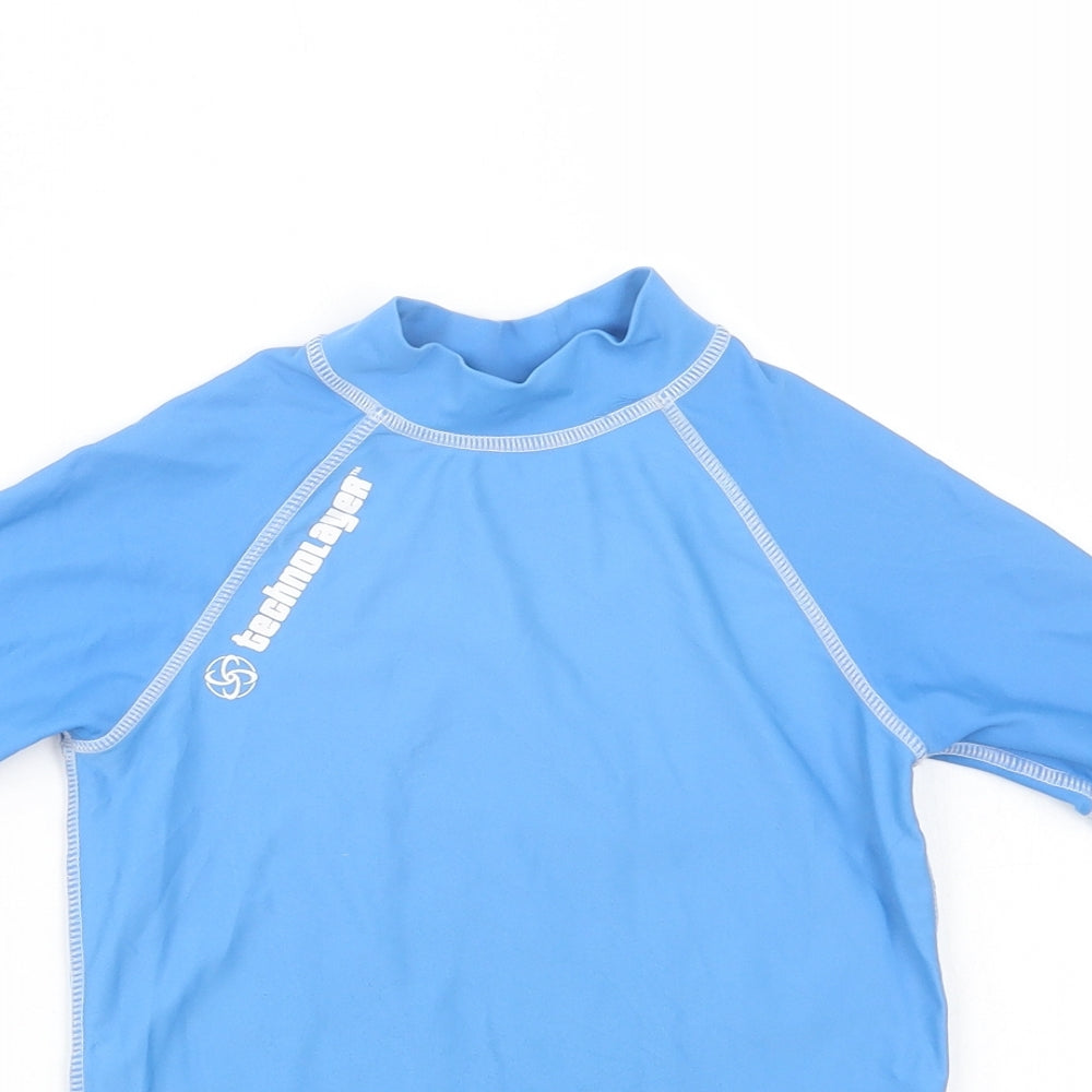 Technolayer Boys Blue  Nylon Pullover T-Shirt Size 5-6 Years Mock Neck Pullover