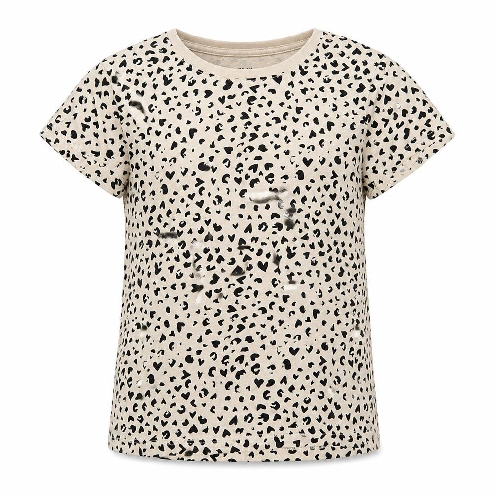 H&M Girls Beige Animal Print Cotton Pullover T-Shirt Size 6-7 Years Crew Neck Pullover