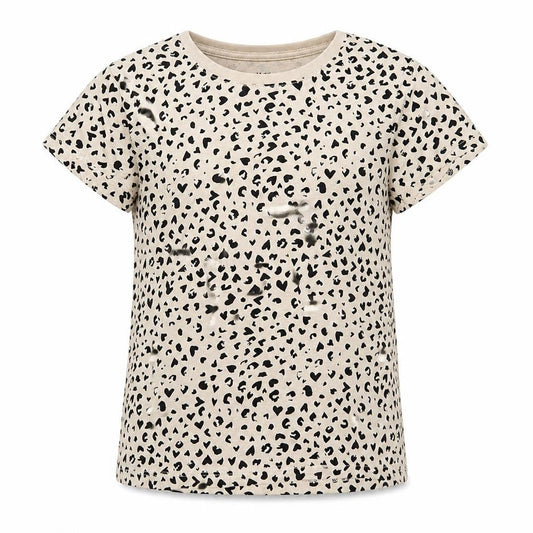 H&M Girls Beige Animal Print Cotton Pullover T-Shirt Size 6-7 Years Crew Neck Pullover