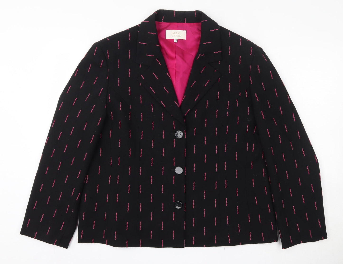 Max Pierre Womens Black   Jacket Blazer Size 16  Button