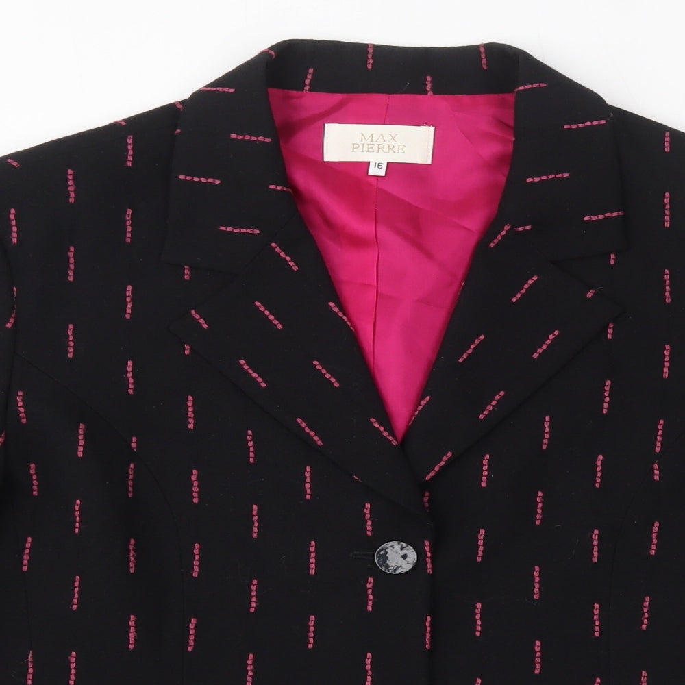 Max Pierre Womens Black   Jacket Blazer Size 16  Button