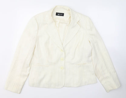 Preloved Vogue Womens Ivory Striped  Jacket Blazer Size 16  Button - Front