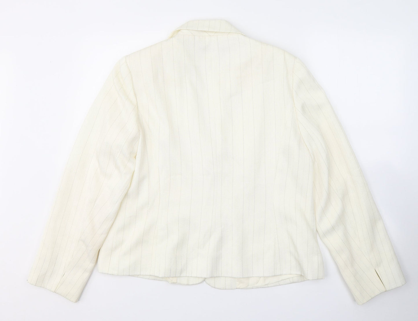 Vogue Womens Ivory Striped  Jacket Blazer Size 16  Button
