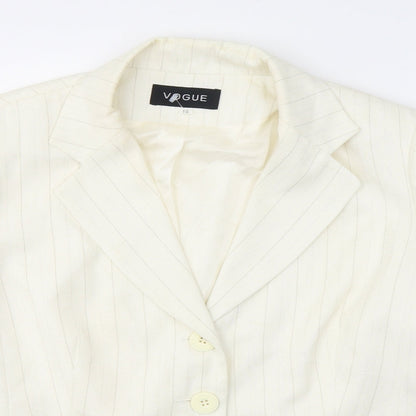 Preloved Vogue Womens Ivory Striped  Jacket Blazer Size 16  Button - Detail