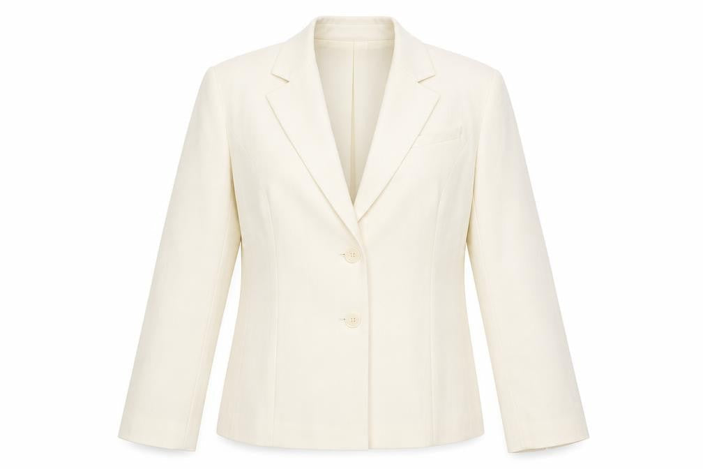 ELEGANCE Womens Ivory Striped Polyester Jacket Suit Jacket Size 14